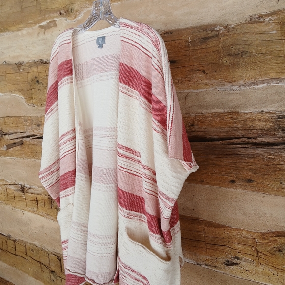 True Craft Red Striped Oversized Kimono Topper S/XS - Picture 4 of 8